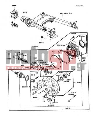 KAWASAKI - VULCAN 750 1988 - Engine/Transmission - Drive Shaft/Final Gear - 13101-5056 - GEAR-ASSY,FINAL BEVEL