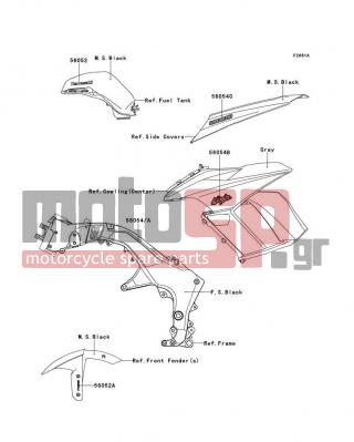 KAWASAKI - NINJA® 1000 ABS 2012 - Body Parts - Decals(Black)(HCF) - 56054-0608 - MARK,FRAME PAD,RH