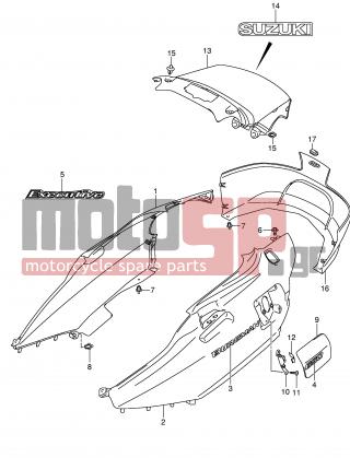 SUZUKI - AN650 (E2) Burgman 2004 - Body Parts - SIDE COVER (AN650AK4) - 68165-14F00-NW9 - EMBLEM