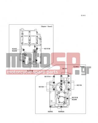 KAWASAKI - NINJA® 250R 2012 - Κινητήρας/Κιβώτιο Ταχυτήτων - Crankcase Bolt Pattern - 92151-1904 - BOLT,6X38
