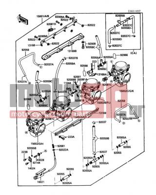 KAWASAKI - CONCOURS 1987 - Engine/Transmission - Carburetor - 92081-1621 - SPRING,THROTTLE ADJUST LWR