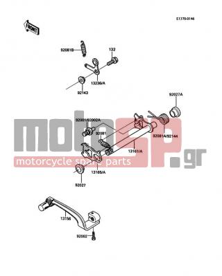 KAWASAKI - KDX200 1987 - Engine/Transmission - Gear Change Mechanism - 13161-1137 - LEVER-COMP-CHANGE SHAFT