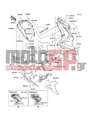 KAWASAKI - NINJA® 250R 2012 - Body Parts - Cowling Lowers(JCFA) - 11054-1753-18R - BRACKET,SIDE COWLING,RH,BLACK
