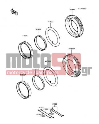 KAWASAKI - KE100 1987 -  - Tire - 41028-055 - SPOKE-OUTER,FR,185MMX89.5D