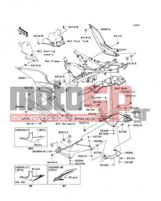 KAWASAKI - NINJA® 250R 2012 - Body Parts - Side Covers/Chain Cover - 92161-0589 - DAMPER