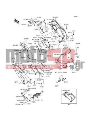 KAWASAKI - NINJA® 650 2012 - Body Parts - Cowling Lowers(ECF) - 55028-0370-15P - COWLING,SIDE,LH,C.L.GREEN