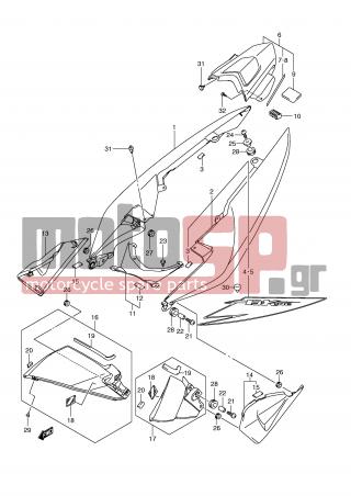 SUZUKI - GSX1300 BKing (E2)  2009 - Body Parts - FRAME COVER (MODEL L0) - 68135-23H00-JAN - TAPE, FRAME COVER RH