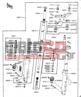 KAWASAKI - NINJA® 1000R 1987 -  - FRONT FORK (-F/NO. GA000320)(-F/NO. GB50 - 44045-002 - GASKET FORK DRAIN PLG