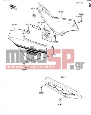 KAWASAKI - NINJA® 600RX 1987 - Body Parts - SIDE COVERS/CHAIN COVER - 36002-5300-T4 - COVER-SIDE,LH,EBONY/P