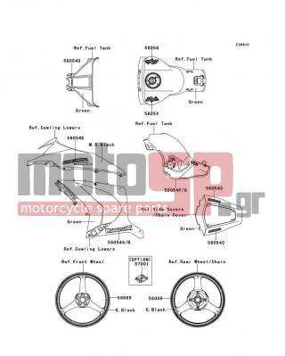 KAWASAKI - NINJA® ZX™-10R 2012 - Body Parts - Decals(Green)(JCF)(CN) - 56054-0898 - MARK,TANK COVER,ZX-10R