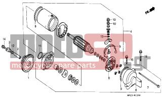 HONDA - CBR1000F (ED) 1991 - Electrical - STARTING MOTOR - 31201-MR6-008 - TERMINAL SET, BRUSH