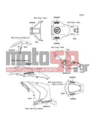 KAWASAKI - NINJA® ZX™-10R ABS 2012 - Body Parts - Decals(Red)(KCF)(CA,US) - 56054-0906 - MARK,SIDE COWL.,UPP,ZX-10R