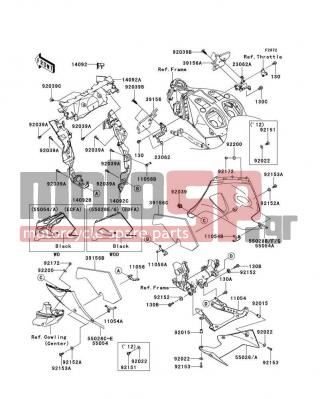 KAWASAKI - NINJA® ZX™-14R 2012 - Body Parts - Cowling Lowers - 11056-1370 - BRACKET,HEAT GUARD,RH