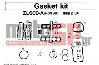 KAWASAKI - ZL600 ELIMINATOR 1987 - Engine/Transmission - GASKET KIT (ZL600-A NON AP 1986 & UP) - 92055-077 - 