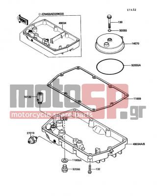 KAWASAKI - 454 LTD 1986 - Engine/Transmission - Breather Cover/Oil Pan - 16130-1001 - VALVE-ASSY-RELIEF
