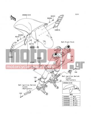 KAWASAKI - NINJA® ZX™-14R 2012 - Body Parts - Front Fender(s) - 14091-0598 - COVER,FRONT FENDER,LH