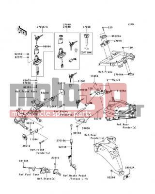 KAWASAKI - NINJA® ZX™-14R 2012 -  - Ignition Switch/Locks/Reflectors - 11056-0238 - BRACKET,CLASP