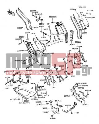 KAWASAKI - CONCOURS 1986 - Body Parts - Cowling Lowers(A1) - 14024-1460 - COVER,INNER COWLING,SIDE,LH