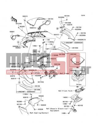 KAWASAKI - NINJA® ZX™-14R 2012 - Body Parts - Cowling(Upper)(ECF/ECFA) - 92152-0445 - COLLAR