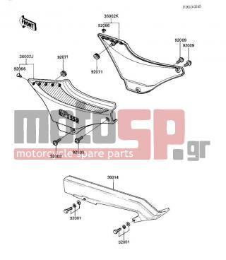 KAWASAKI - GPZ 1986 - Εξωτερικά Μέρη - SIDE COVERS/CHAIN COVER (ZX550-A3, CANAD - 92009-1288 - SCREW,6X14