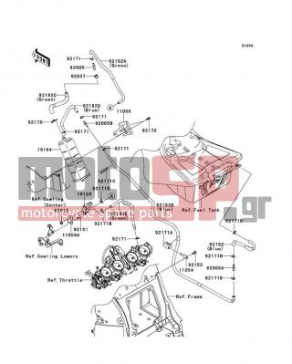 KAWASAKI - NINJA® ZX™-14R 2012 - Body Parts - Fuel Evaporative System(CA) - 92192-1166 - TUBE,VALVE-THROTTLE,GREEN