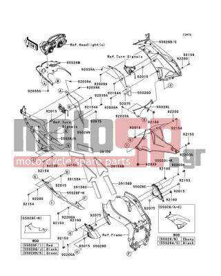 KAWASAKI - NINJA® ZX™-6R 2012 - Body Parts - Cowling Lowers - 55028-0258 - COWLING,LWR,CNT