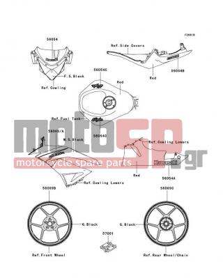 KAWASAKI - NINJA® ZX™-6R 2012 - Body Parts - Decals(Red) - 56054-0846 - MARK,TAIL COVER,600
