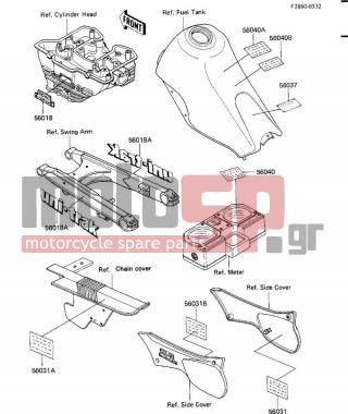 KAWASAKI - KL600 1986 - Body Parts - LABELS - 56037-1298 - LABEL-SPECIFICATION,T