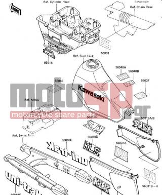KAWASAKI - KLR250 1986 - Body Parts - LABELS - 56037-1295 - LABEL-SPECIFICATION,T
