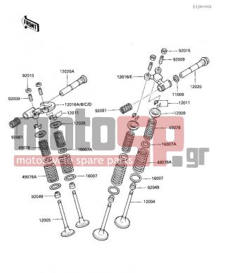 KAWASAKI - KLR250 1986 - Κινητήρας/Κιβώτιο Ταχυτήτων - ROCKER ARMS/VALVES - 12020-1055 - SHAFT-ROCKER,INTAKE