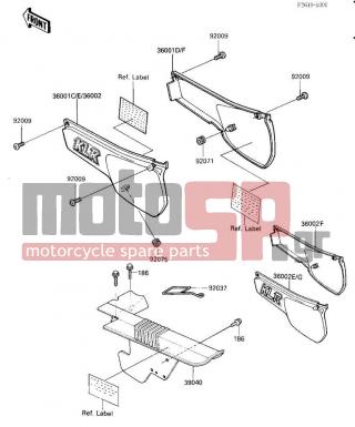 KAWASAKI - KLR250 1986 - Body Parts - SIDE COVERS/CHAIN COVER - 36002-5148-AJ - COVER-SIDE,LH,P.WHITE