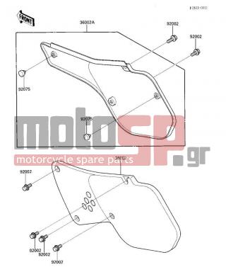 KAWASAKI - KX125 1986 - Εξωτερικά Μέρη - SIDE COVERS - 36002-5215-AE - COVER-SIDE,LH,L.GREE