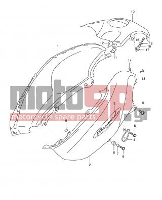 SUZUKI - XF650 (E2) Freewind 2001 - Body Parts - FUEL TANK COVER (MODEL V) - 44191-04F00-28C - COVER, TANK UPPER (GRAY)