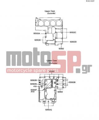 KAWASAKI - NINJA® 1000R 1986 - Engine/Transmission - CRANKCASE BOLT PATTERN - 92002-1054 - BOLT,6X55