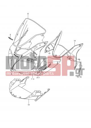 SUZUKI - SV650 (E2) 2008 - Body Parts - COWLING BODY (MODEL K9 WITH COWLING) - 68281-17G20-GLR - EMBLEM, FRONT