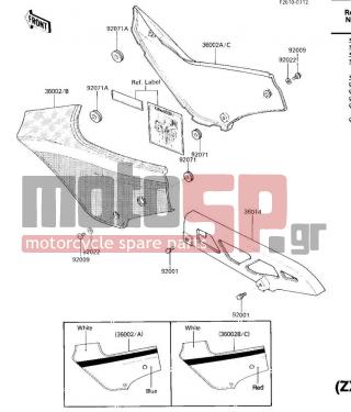KAWASAKI - NINJA® 600 1986 - Body Parts - SIDE COVERS/CHAIN COVER (ZX600-A2) - 92071-1043 - GROMMET,SIDE COVER