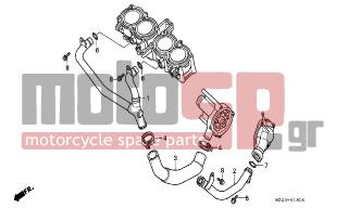 HONDA - CBR1000F (ED) 1999 - Engine/Transmission - WATER PIPE - 19510-MM5-000 - HOSE A, WATER CONNECTING