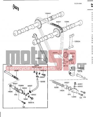 KAWASAKI - VOYAGER 1986 - Engine/Transmission - CAMSHAFTS/CHAIN/TENSIONER - 12053-1025 - GUIDE,CHAIN,CAM,REAR