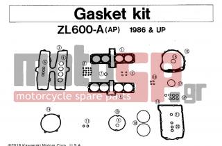 KAWASAKI - ZL600 ELIMINATOR 1986 - Engine/Transmission - GASKET KIT (ZL600-A AP 1986 & UP) - 11009-1578 - GASKET,CYLINDER BASE