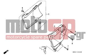 HONDA - NX250 (ED) 1988 - Body Parts - SIDE COVER - 83501-KW3-000 - PACKING, PROTECTOR