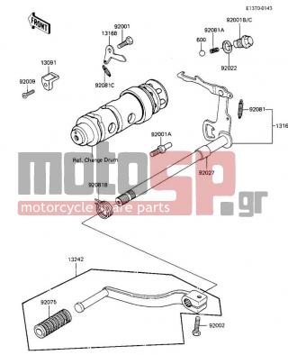 KAWASAKI - CANADA ONLY 1985 - Engine/Transmission - GEAR CHANGE MECHANISM - 92081-1129 - SPRING,TENTION