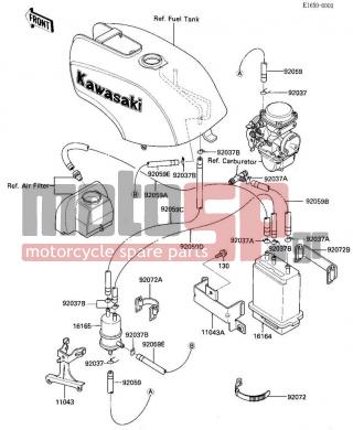 KAWASAKI - GPZ 750 1985 - Engine/Transmission - CANISTER - 92037-072 - CLAMP-PIPE