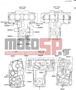 KAWASAKI - GPZ 750 1985 - Engine/Transmission - CRANKCASE BOLT & STUD PATTERN - 92002-1079 - BOLT,6X50