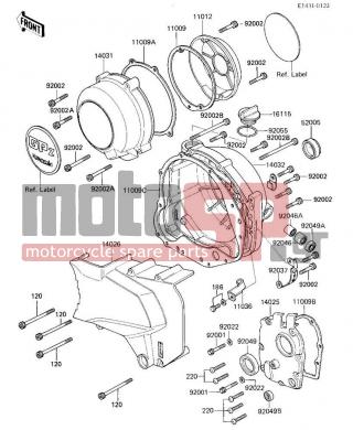KAWASAKI - GPZ 750 1985 - Engine/Transmission - ENGINE COVERS - 14046-035 - GASKET,R.H.ENG COVER