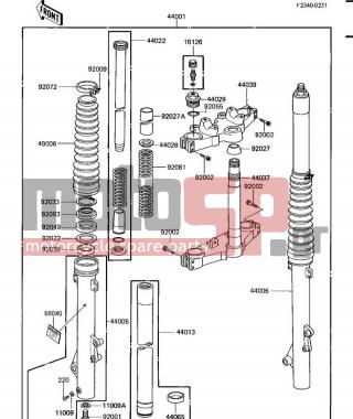 KAWASAKI - KL600 1985 -  - FRONT FORK - 44006-1229 - PIPE-RIGHT FORK OUTER
