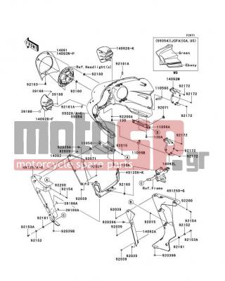KAWASAKI - VULCAN® 1700 VAQUERO® 2012 - Body Parts - Cowling(Outer) - 14092-0210-660 - COVER,SUB LAMP,RH,M.S.BLACK