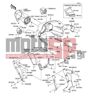 KAWASAKI - VULCAN® 1700 VAQUERO® 2012 - Body Parts - Cowling(Outer) - 49125-0064-H8 - SHROUD,OUTER,RH,EBONY