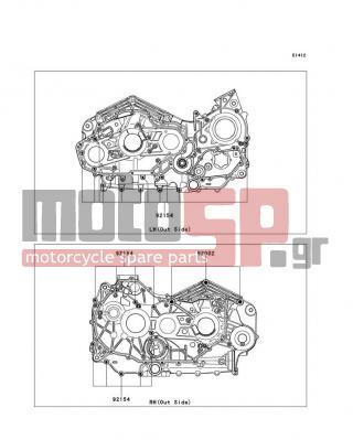 KAWASAKI - VULCAN® 1700 VAQUERO® 2012 - Engine/Transmission - Crankcase Bolt Pattern - 92154-0132 - BOLT,FLANGED-SMALL,6X90