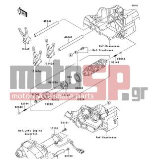 KAWASAKI - VULCAN® 1700 VAQUERO® 2012 - Engine/Transmission - Gear Change Drum/Shift Fork(s) - 11055-0525 - BRACKET