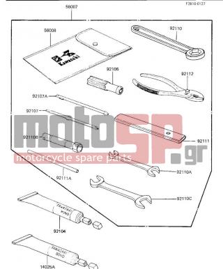 KAWASAKI - CANADA ONLY 1984 - Εξωτερικά Μέρη - OWNER TOOLS - 92108-008 - WRENCH,SPARK PLUG